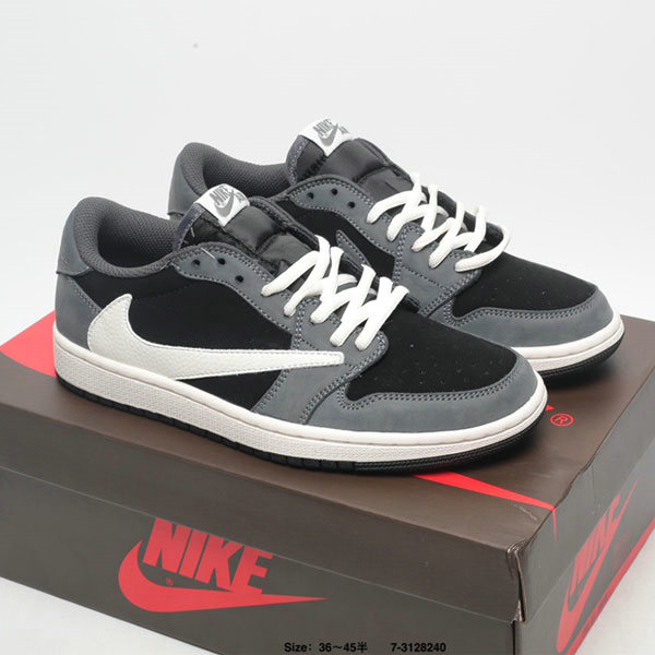 Travis Scott Nike AJ1 OG SP聯名 黑灰 倒鈎低幫復古籃球鞋 耐磨防滑#好穿舒適#