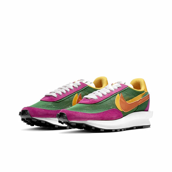 Nike Sacai Waffle Pine Green 紅綠黃 網布 低幫華夫鞋 男女同款#限時秒殺