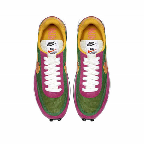 Nike Sacai Waffle Pine Green 紅綠黃 網布 低幫華夫鞋 男女同款#限時秒殺